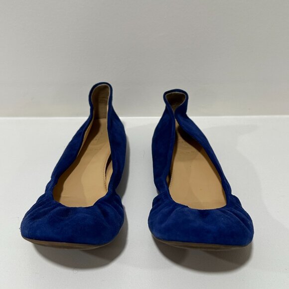 Jcrew Cece Suede Ballet Flats Cobalt Blue Size 8 - Picture 3 of 9